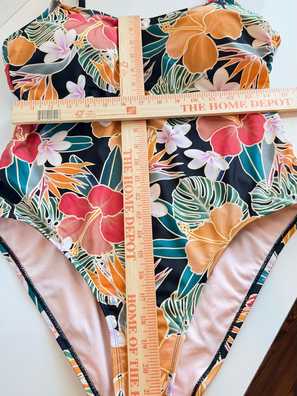 Hurley Black One-Piece Swimsuit with Tropical Floral Print - Picture 6 of 6